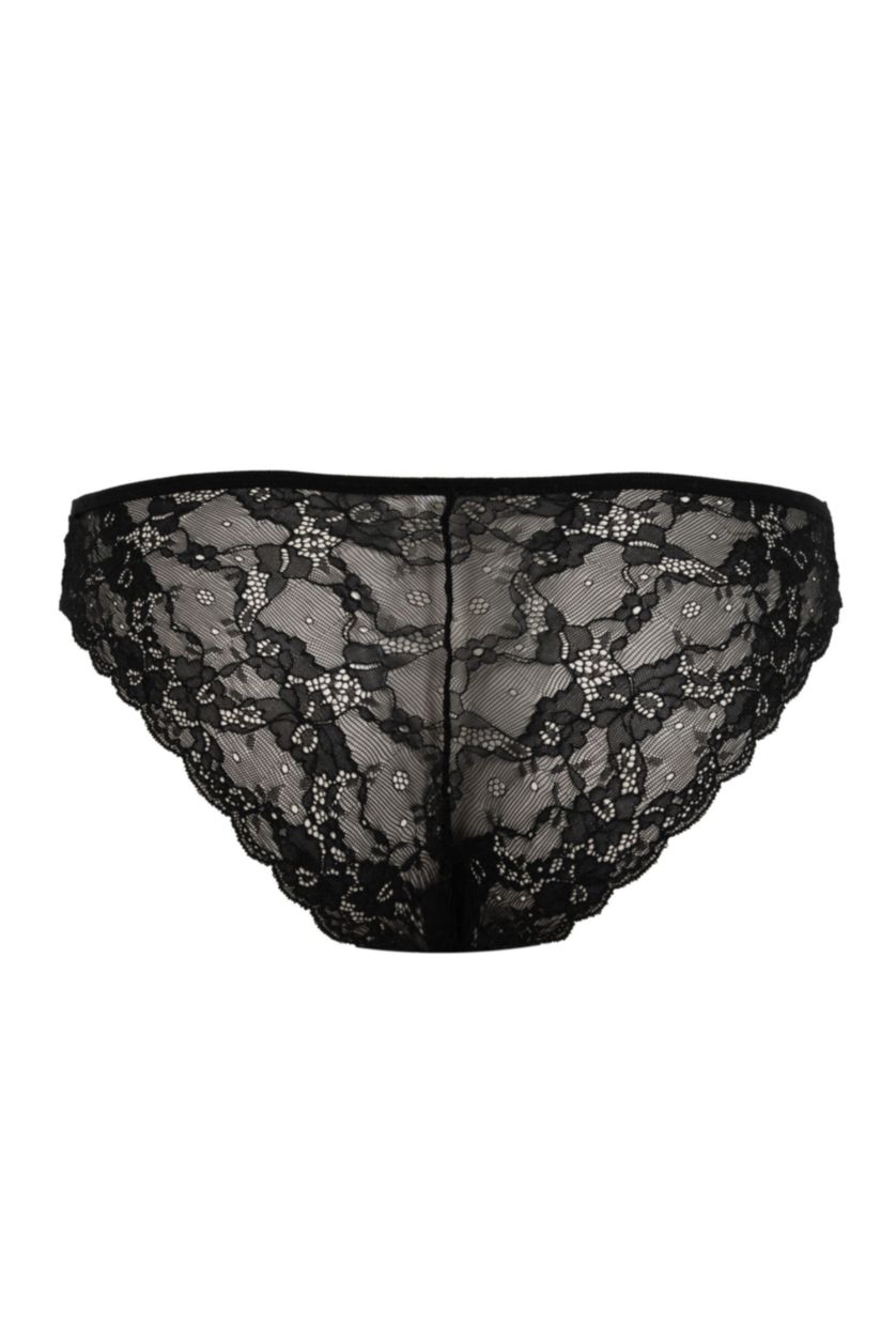 WOMAN Black Fall in Love Lace Brazilian Slip Panties