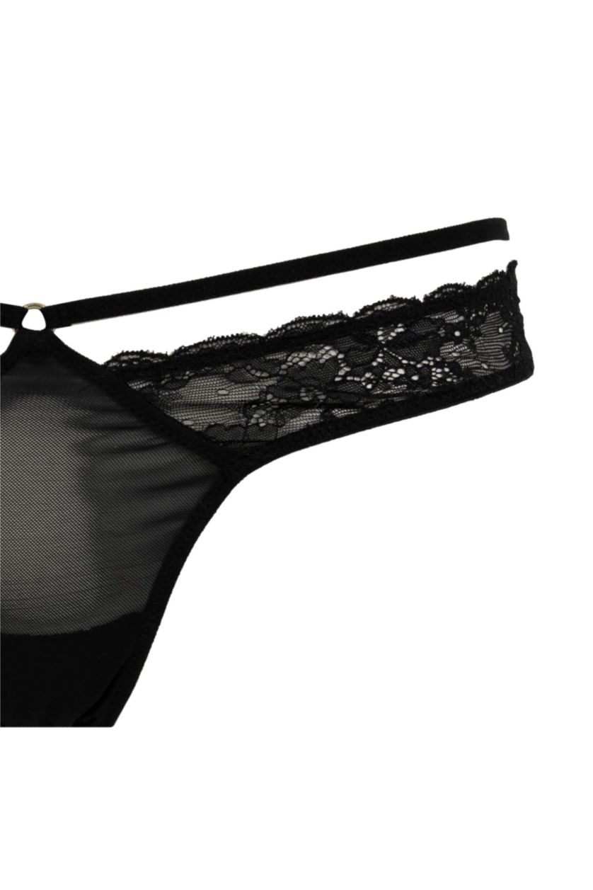WOMAN Black Fall in Love Lace Brazilian Slip Panties
