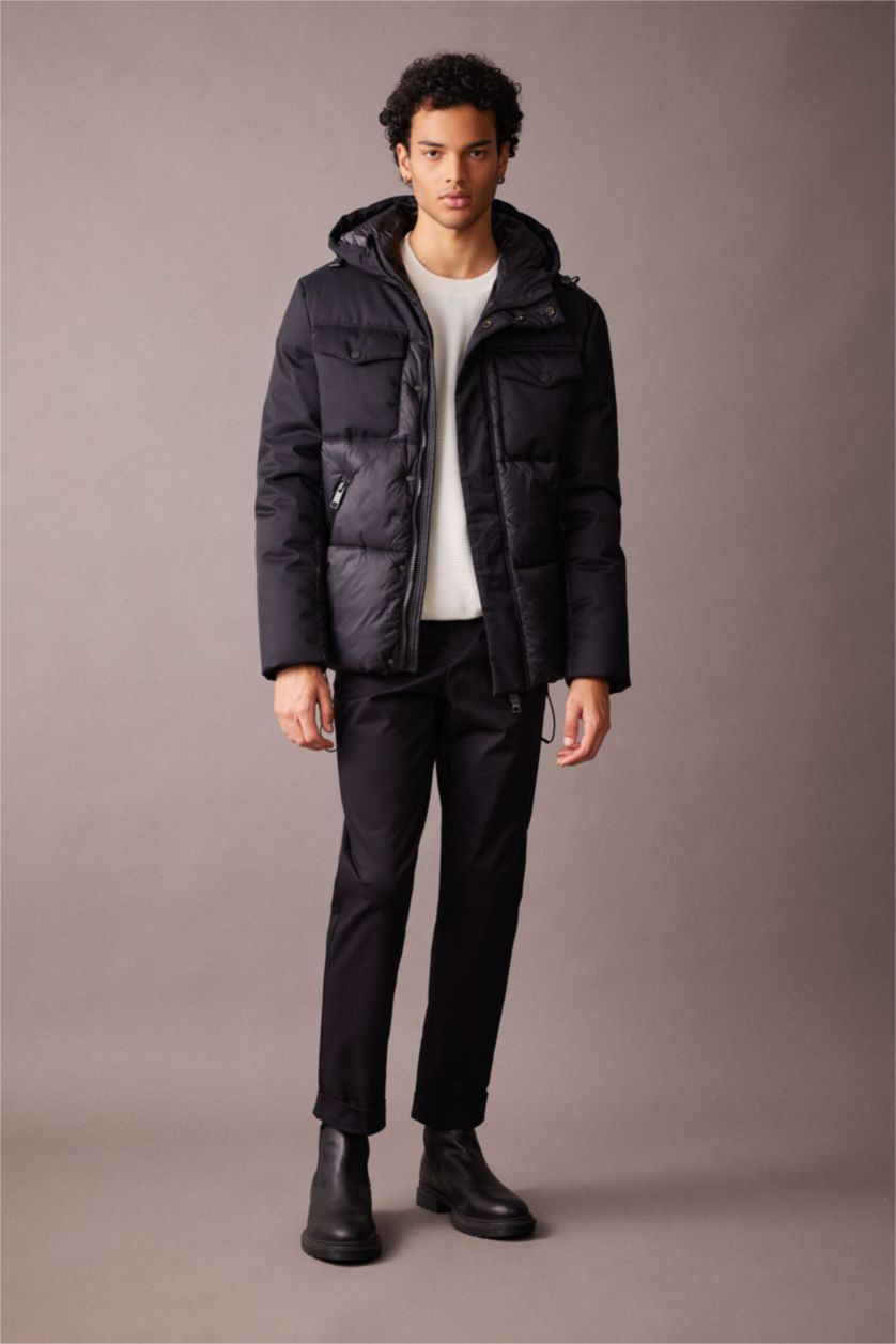 MAN Black Zipper Puffer Jacket