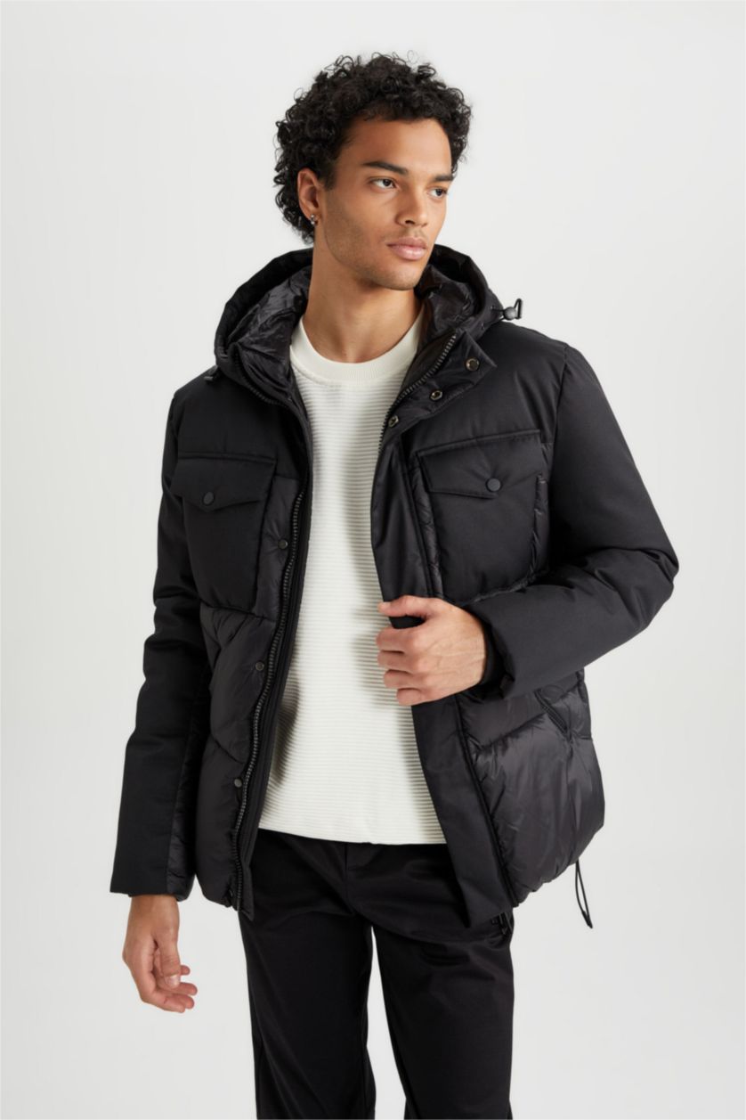 MAN Black Zipper Puffer Jacket
