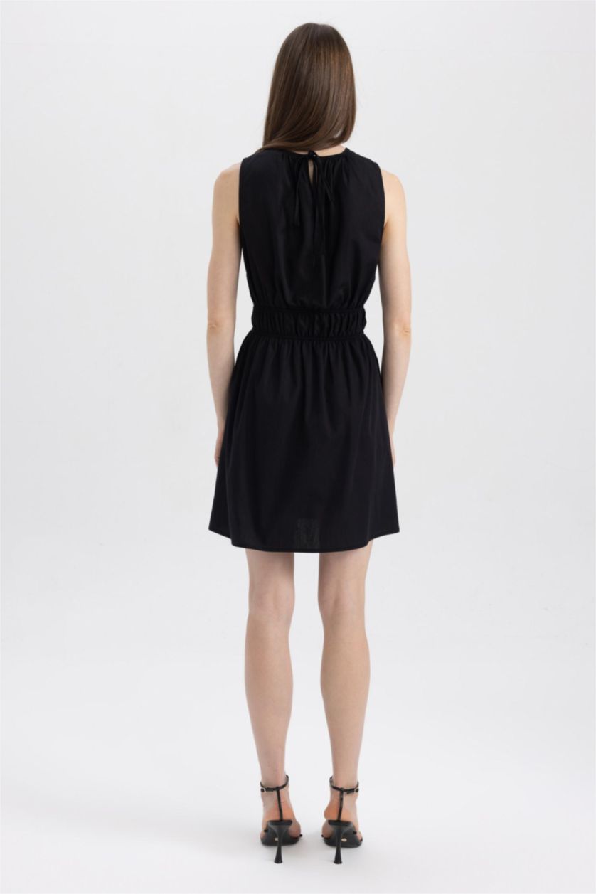 FEMME Noir Robes Très court Popeline Col Rond