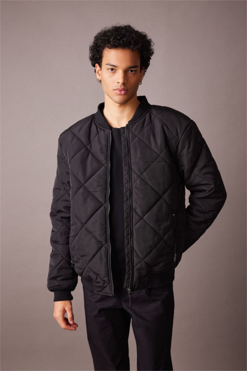 Мужчины Черный Куртка бомбер стандартного кроя