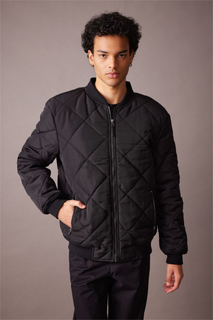 Мужчины Черный Куртка бомбер стандартного кроя