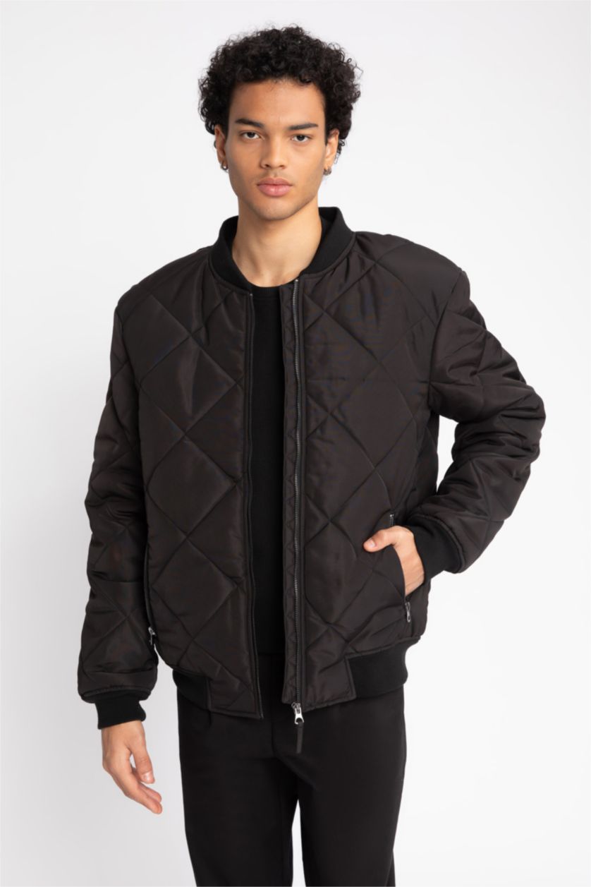 Мужчины Черный Куртка бомбер стандартного кроя