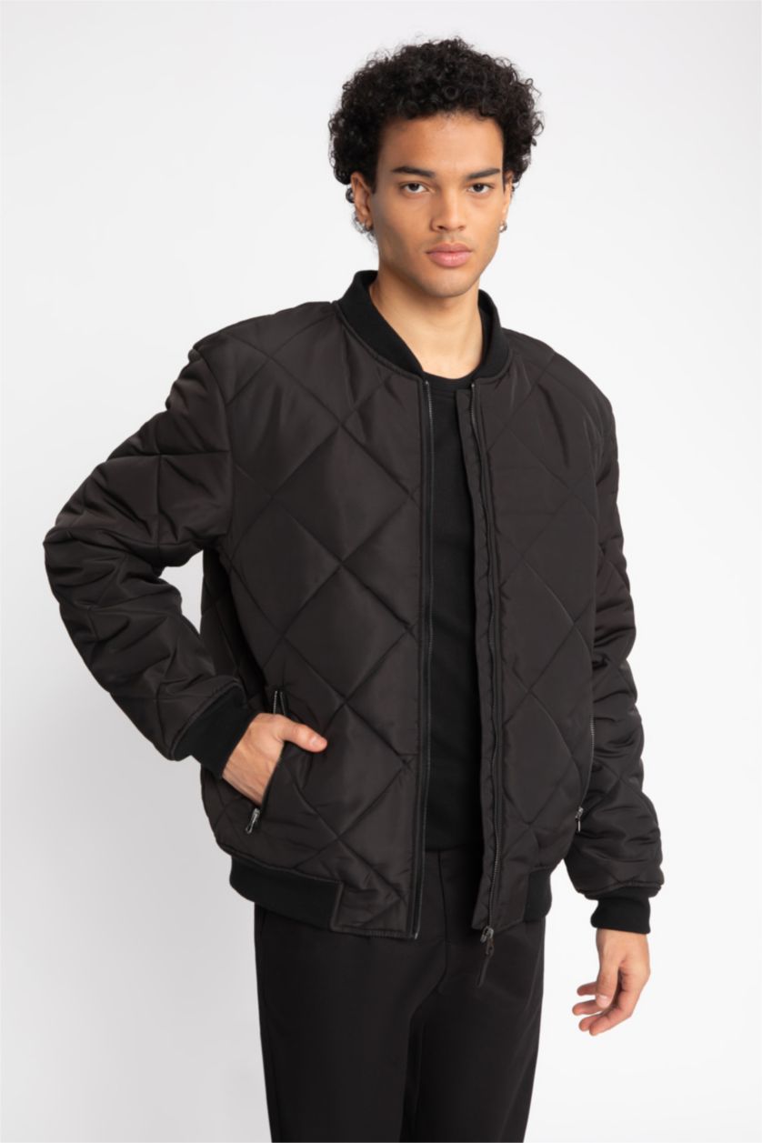 Мужчины Черный Куртка бомбер стандартного кроя