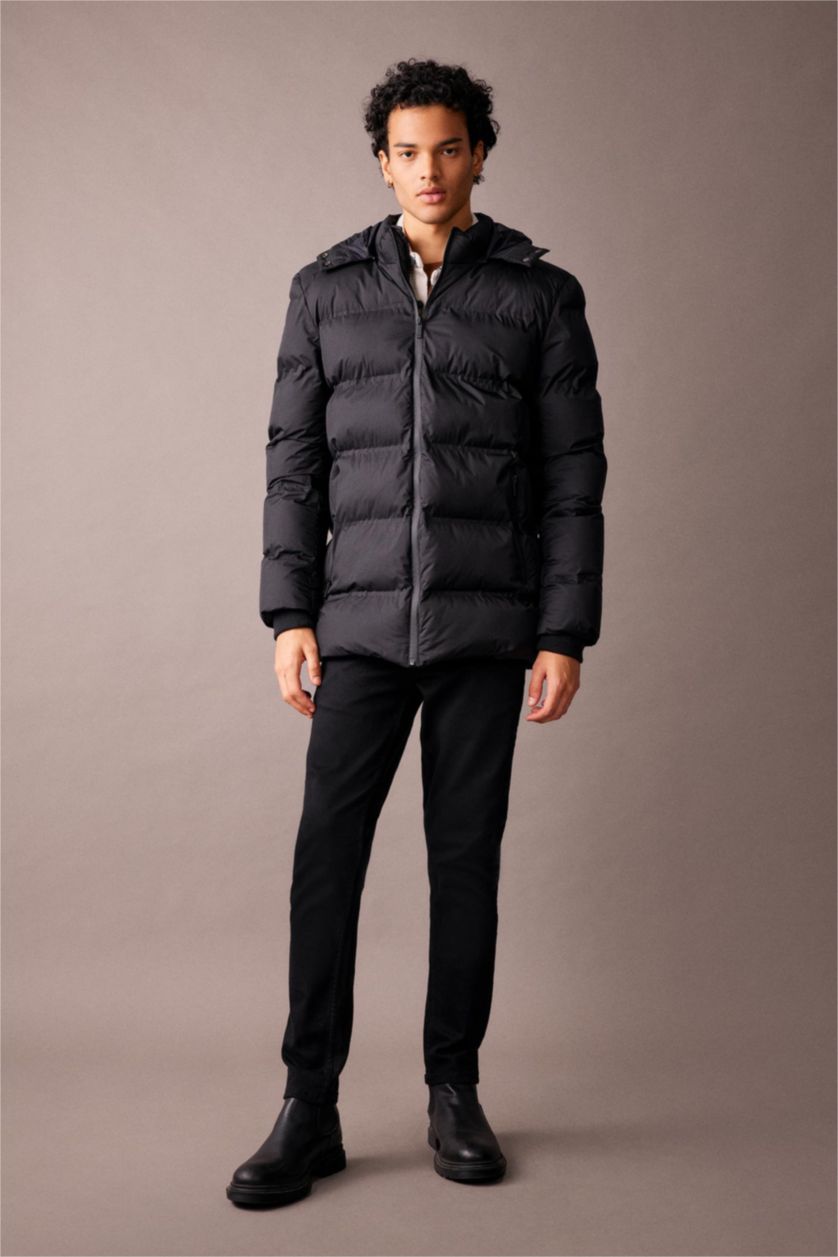 Мужчины Черный Куртка водоотталкивающая утепленная ветрозащитная с капюшоном