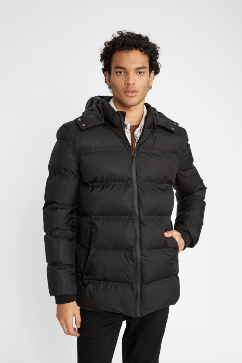 Мужчины Черный Куртка водоотталкивающая утепленная ветрозащитная с капюшоном