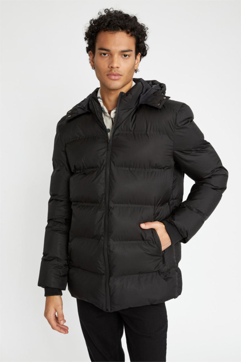 Мужчины Черный Куртка водоотталкивающая утепленная ветрозащитная с капюшоном