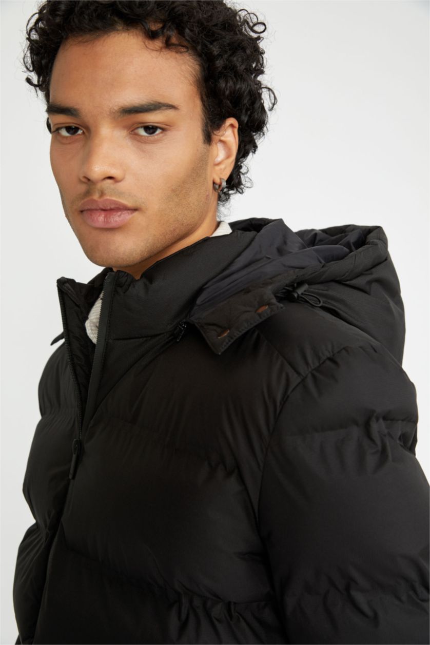 Мужчины Черный Куртка водоотталкивающая утепленная ветрозащитная с капюшоном