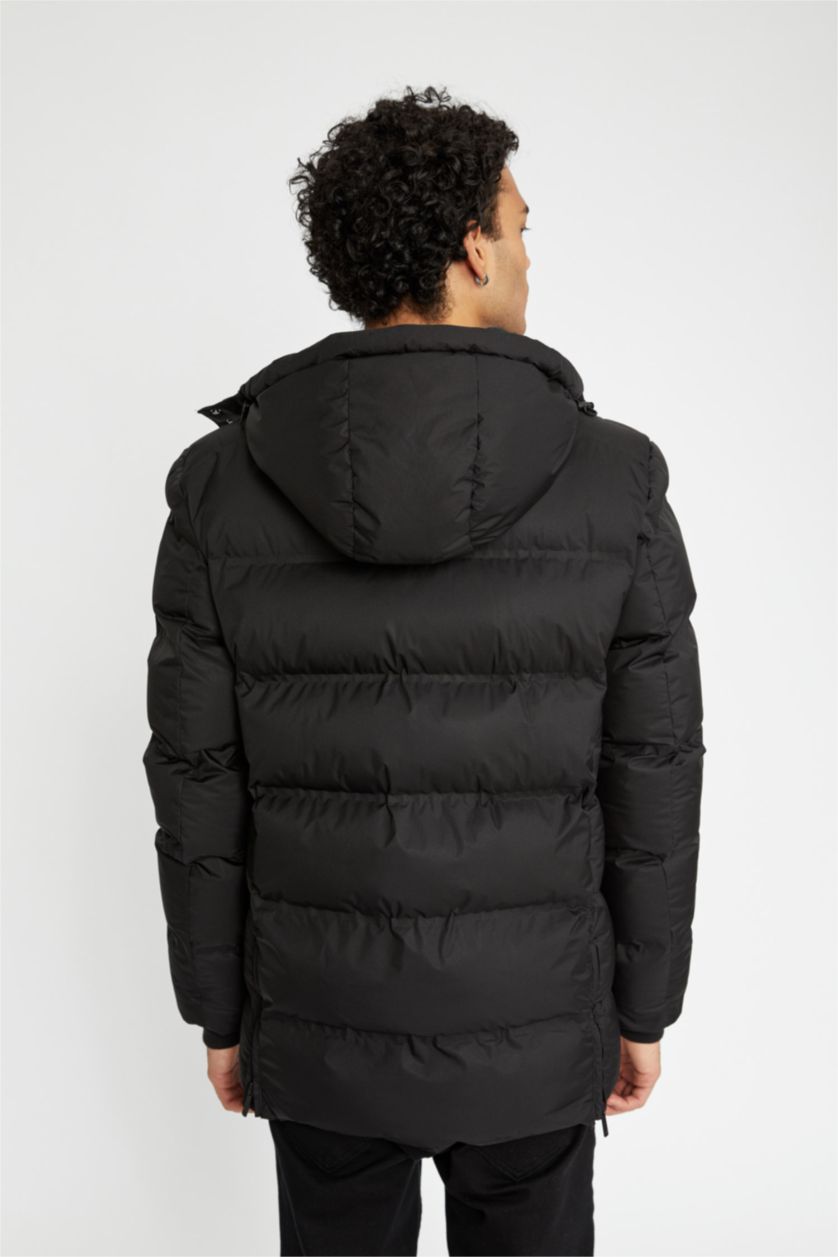 Мужчины Черный Куртка водоотталкивающая утепленная ветрозащитная с капюшоном