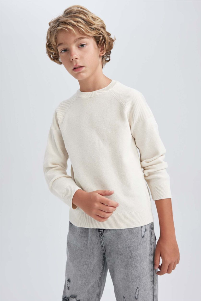 Мальчики и подростки Бежевый Свитер стандартного кроя для мальчиков, Школьная коллекция