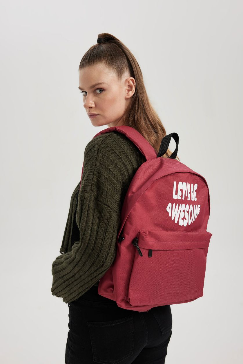 Kadın Bordo Unisex Okul Sırt Çantası