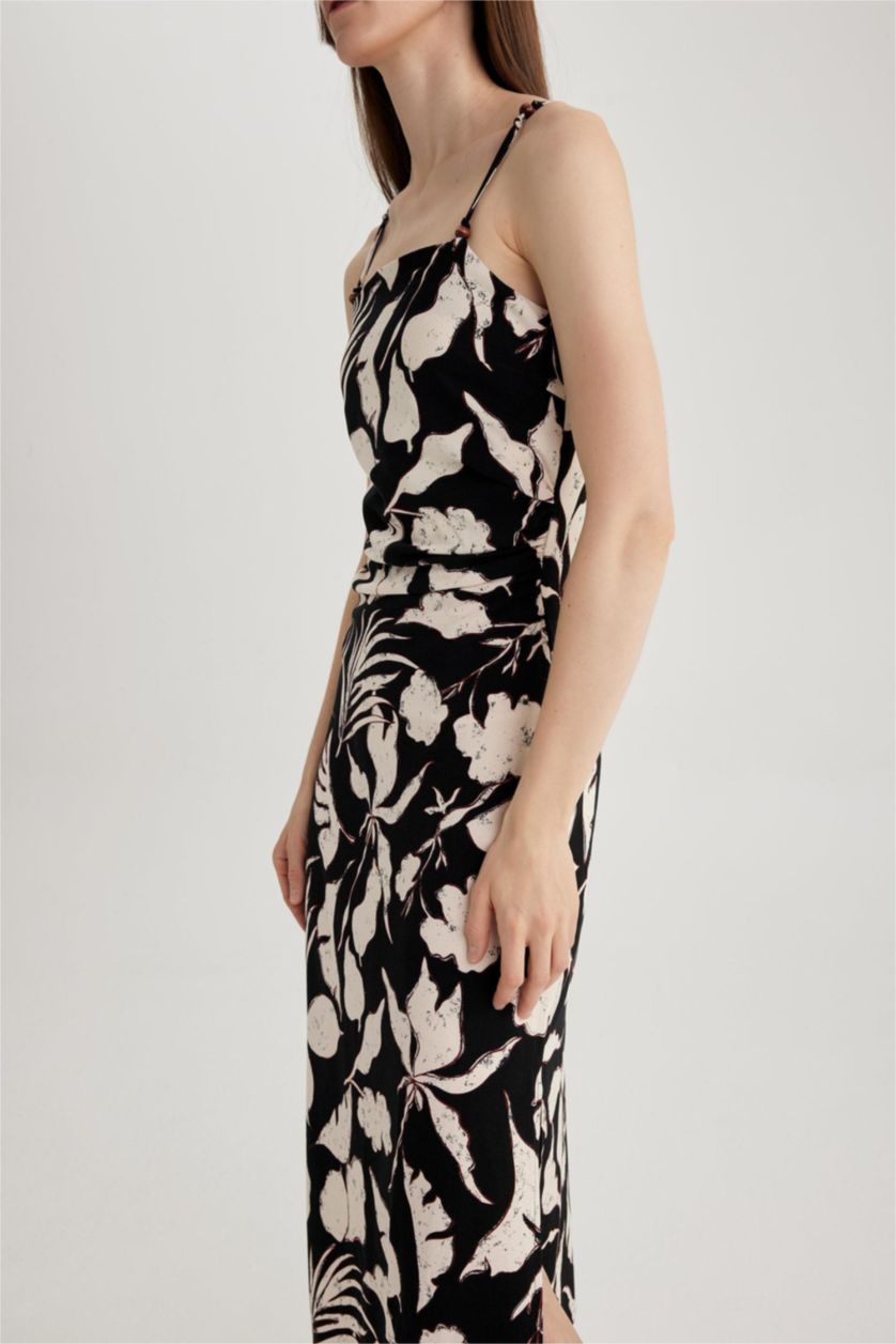 WOMAN Black Linen Blended Midi Dress
