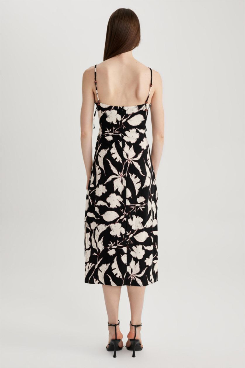 WOMAN Black Linen Blended Midi Dress