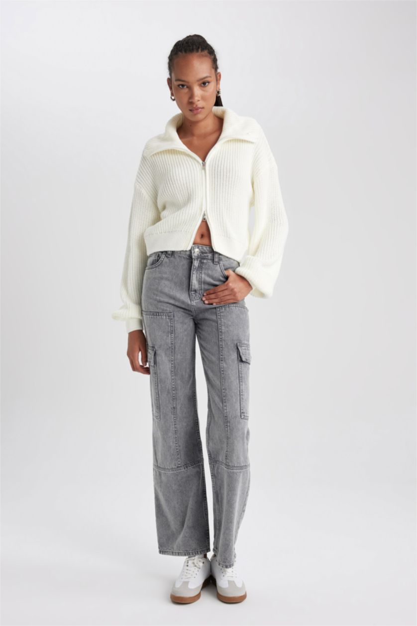 نساء بيج فاتح Slim Fit Knitwear Cardigan