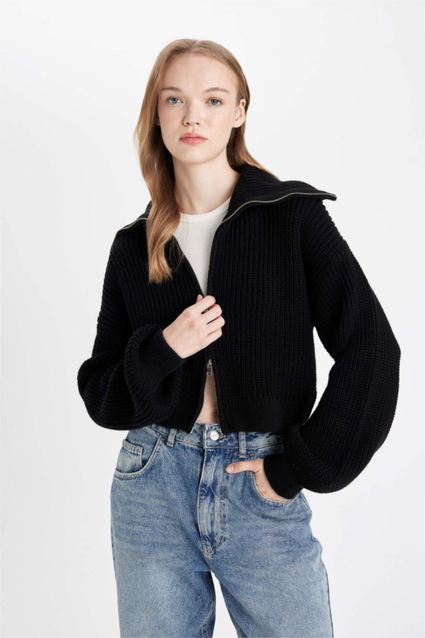 نساء أسود Slim Fit Knitwear Cardigan