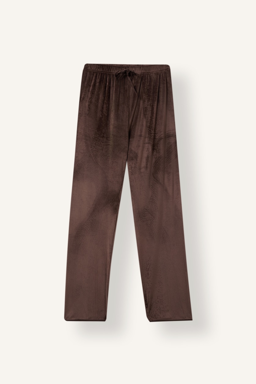 Kadın Kahve Regular Fit Velur Pijama Takımı