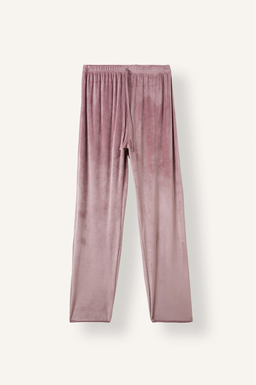 Kadın Gülkurusu Regular Fit Velur Pijama Takımı