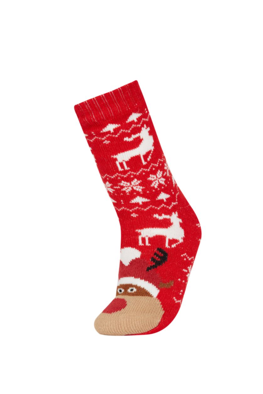 WOMAN Red Cotton Long sock