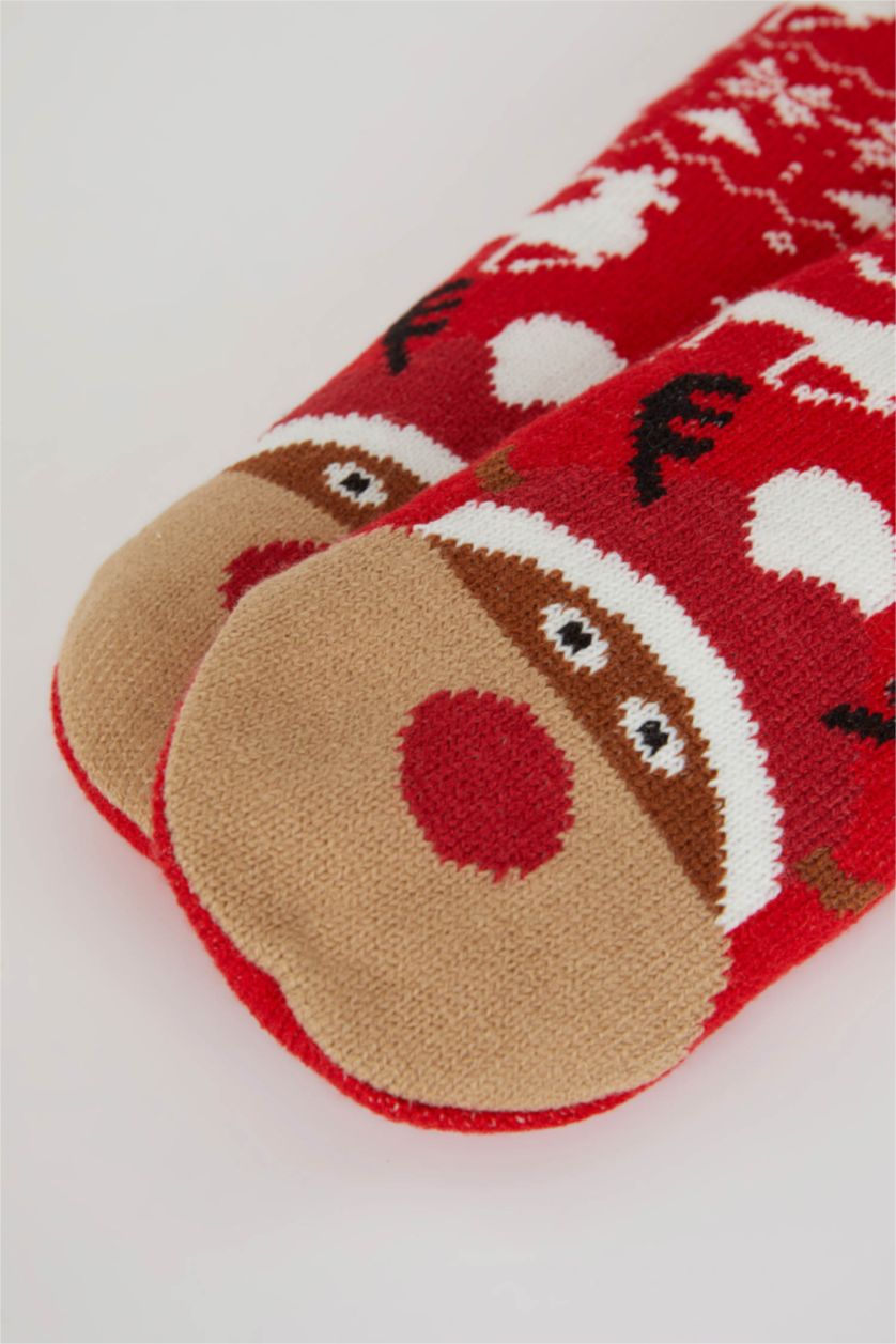 WOMAN Red Cotton Long sock