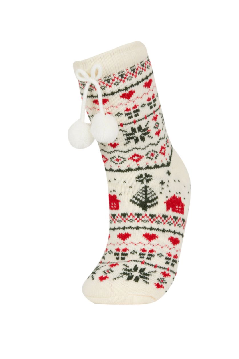 WOMAN White Women Christmas Themed Cotton Long Socks
