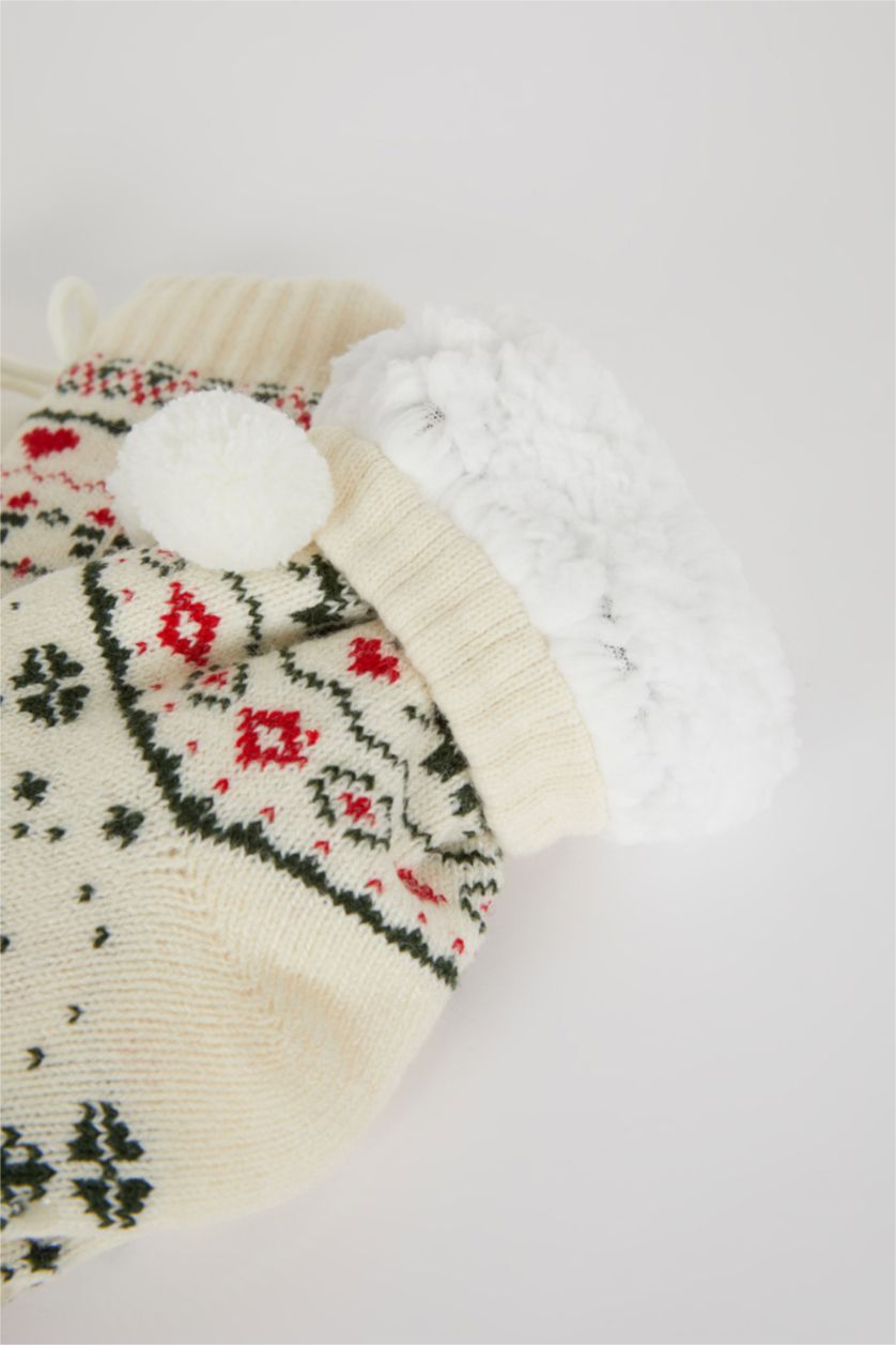 WOMAN White Women Christmas Themed Cotton Long Socks