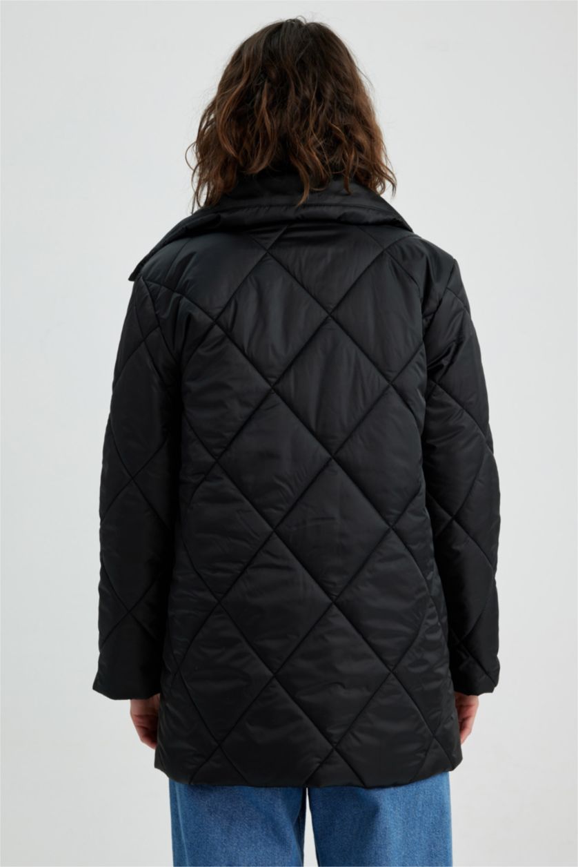 Женская Черный Куртка водоотталкивающая с воротником-стойкой