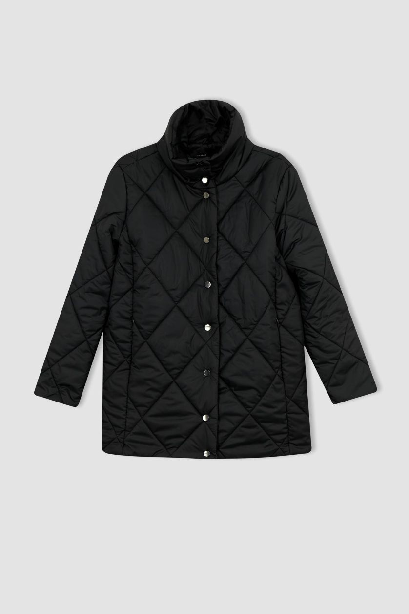 Женская Черный Куртка водоотталкивающая с воротником-стойкой