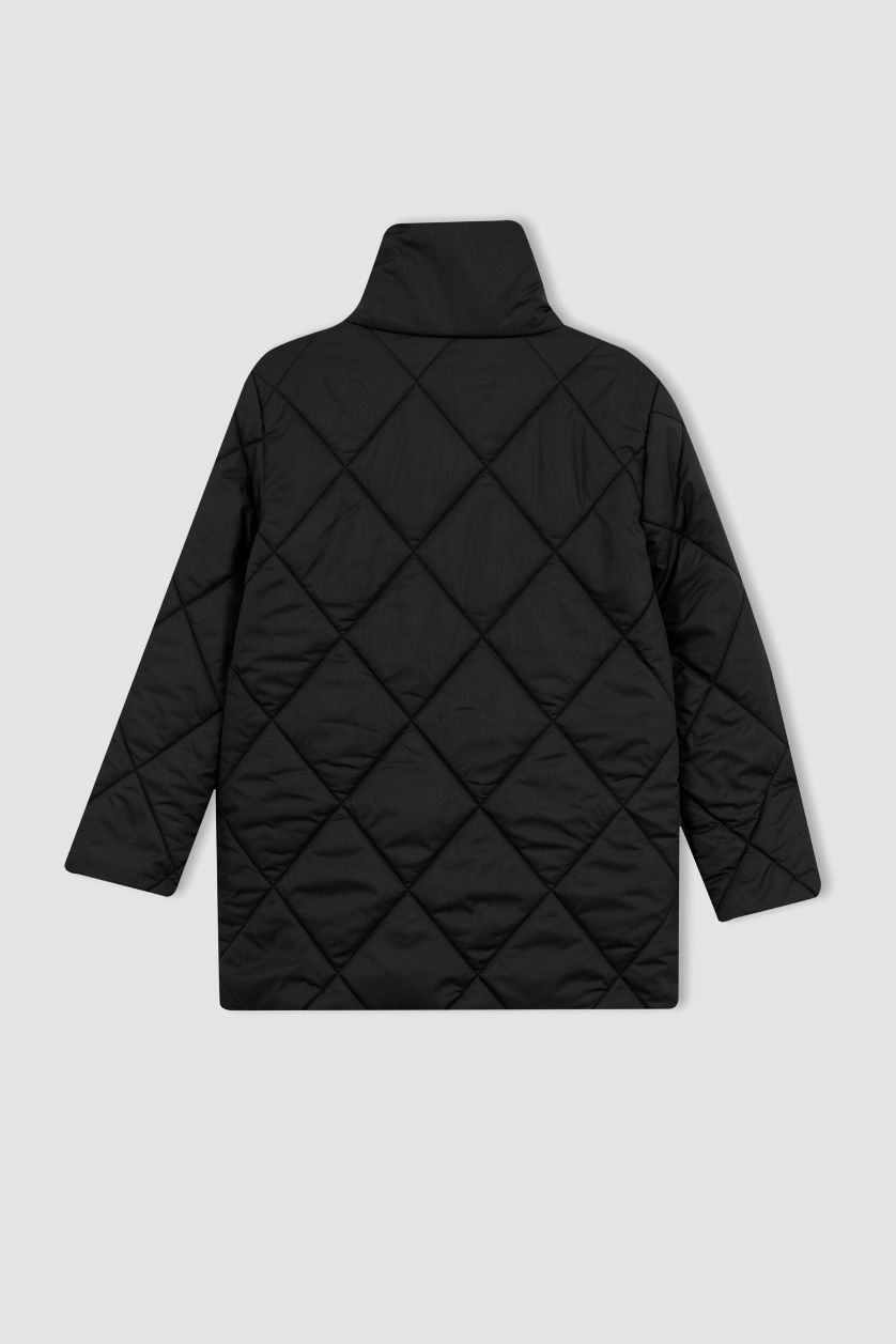 Женская Черный Куртка водоотталкивающая с воротником-стойкой