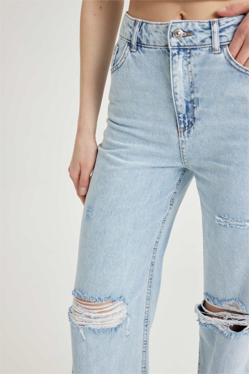 WOMAN Light Blue High Waist Trousers