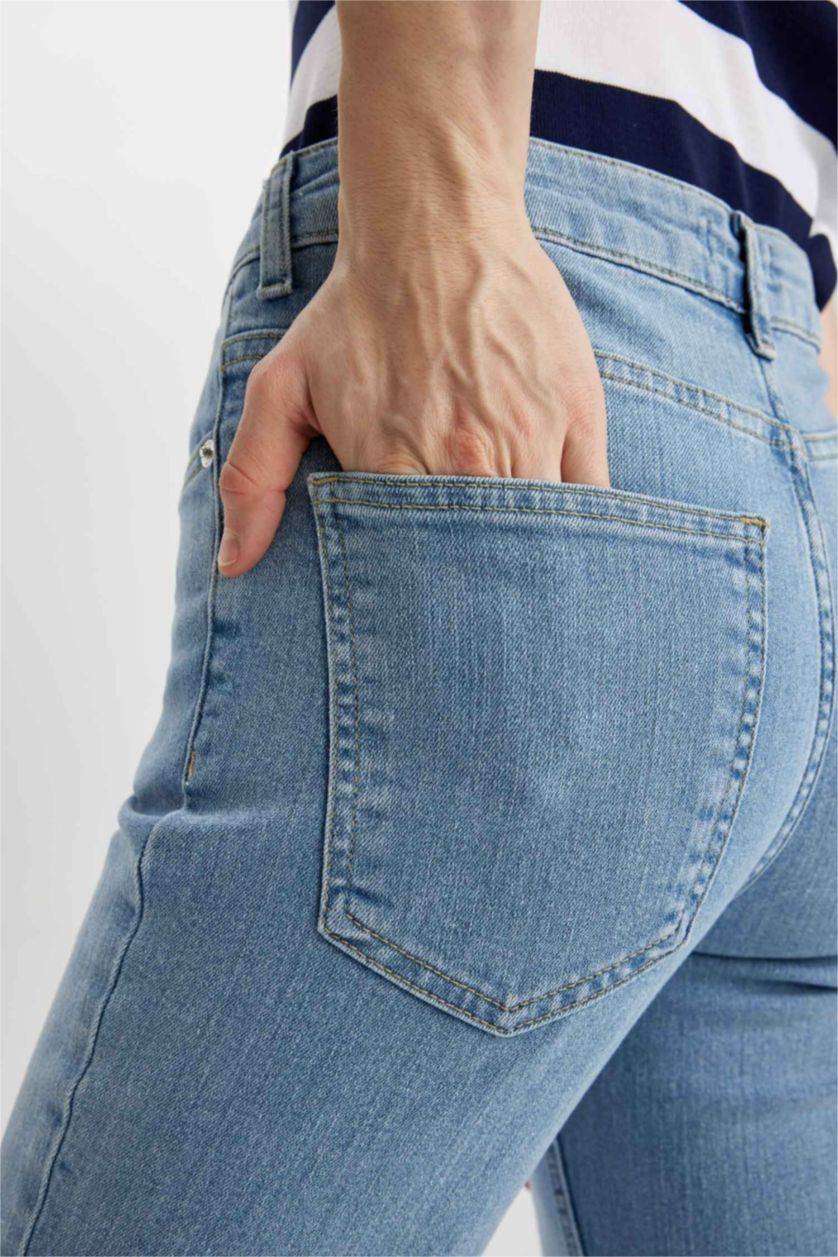 WOMAN Light Blue Crop Flare Fit Crop Fit Jeans