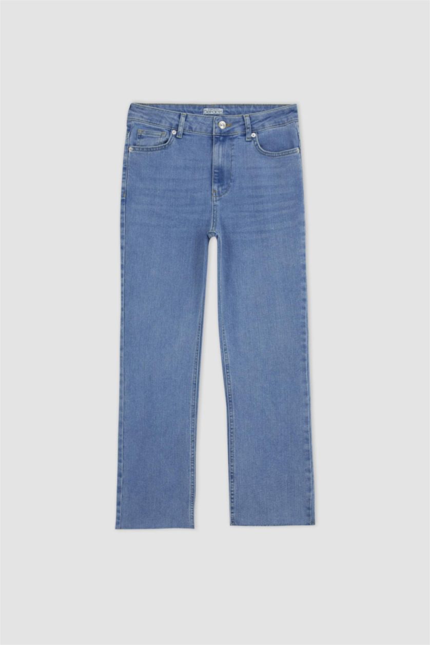 WOMAN Light Blue Crop Flare Fit Crop Fit Jeans