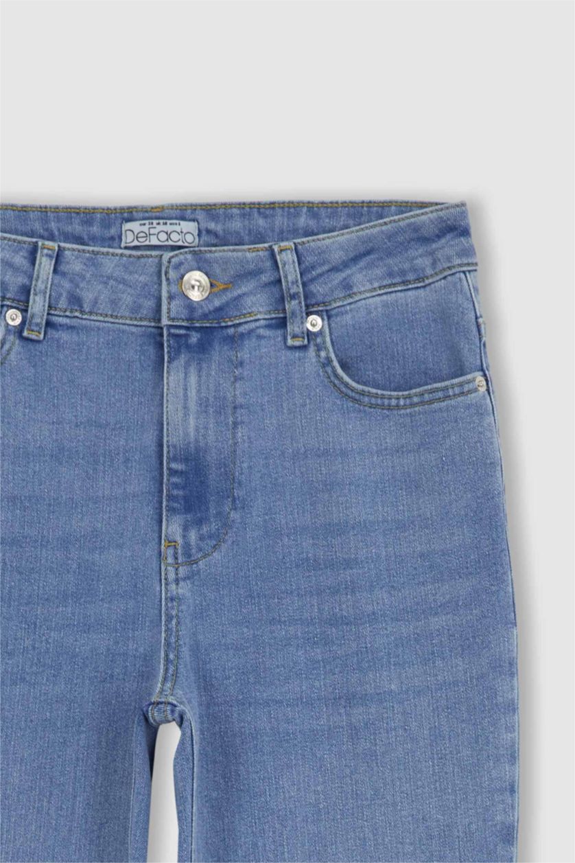 WOMAN Light Blue Crop Flare Fit Crop Fit Jeans