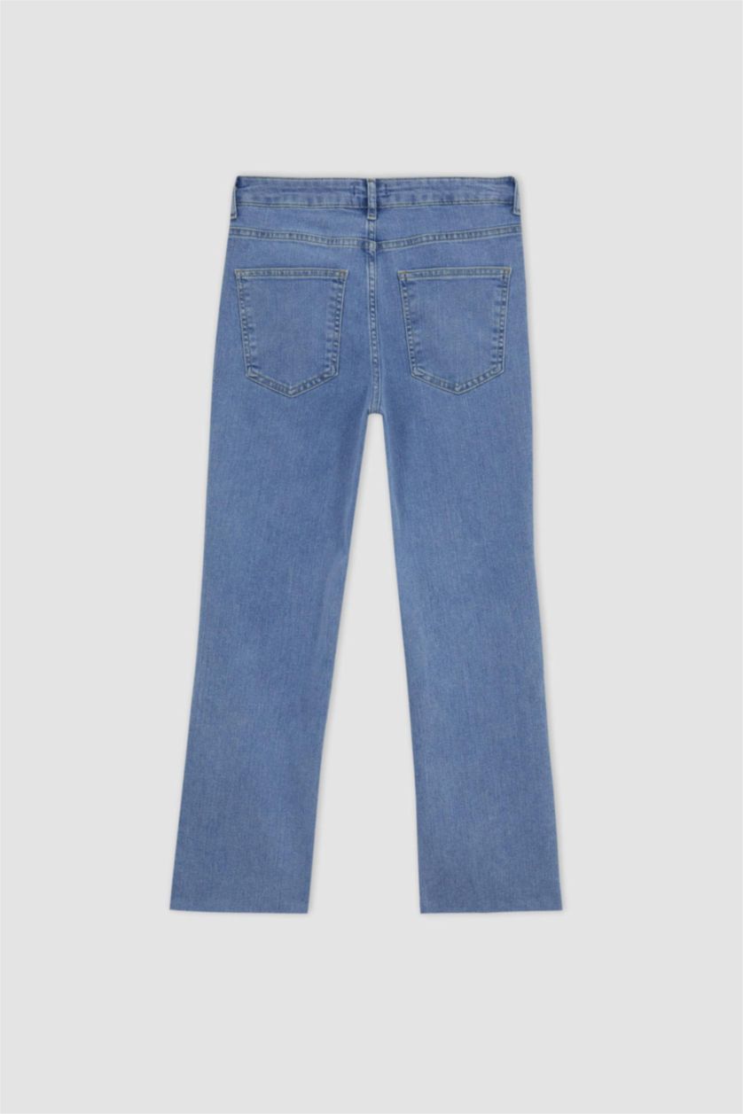 WOMAN Light Blue Crop Flare Fit Crop Fit Jeans