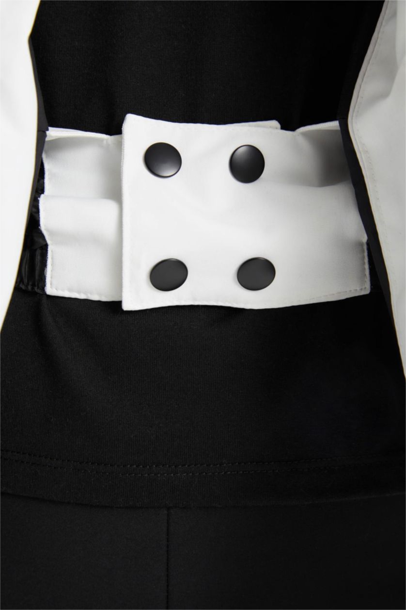 Woman White DeFactoFit Water Repellent Slim Fit Hooded Fleece Lined Ski Jacket