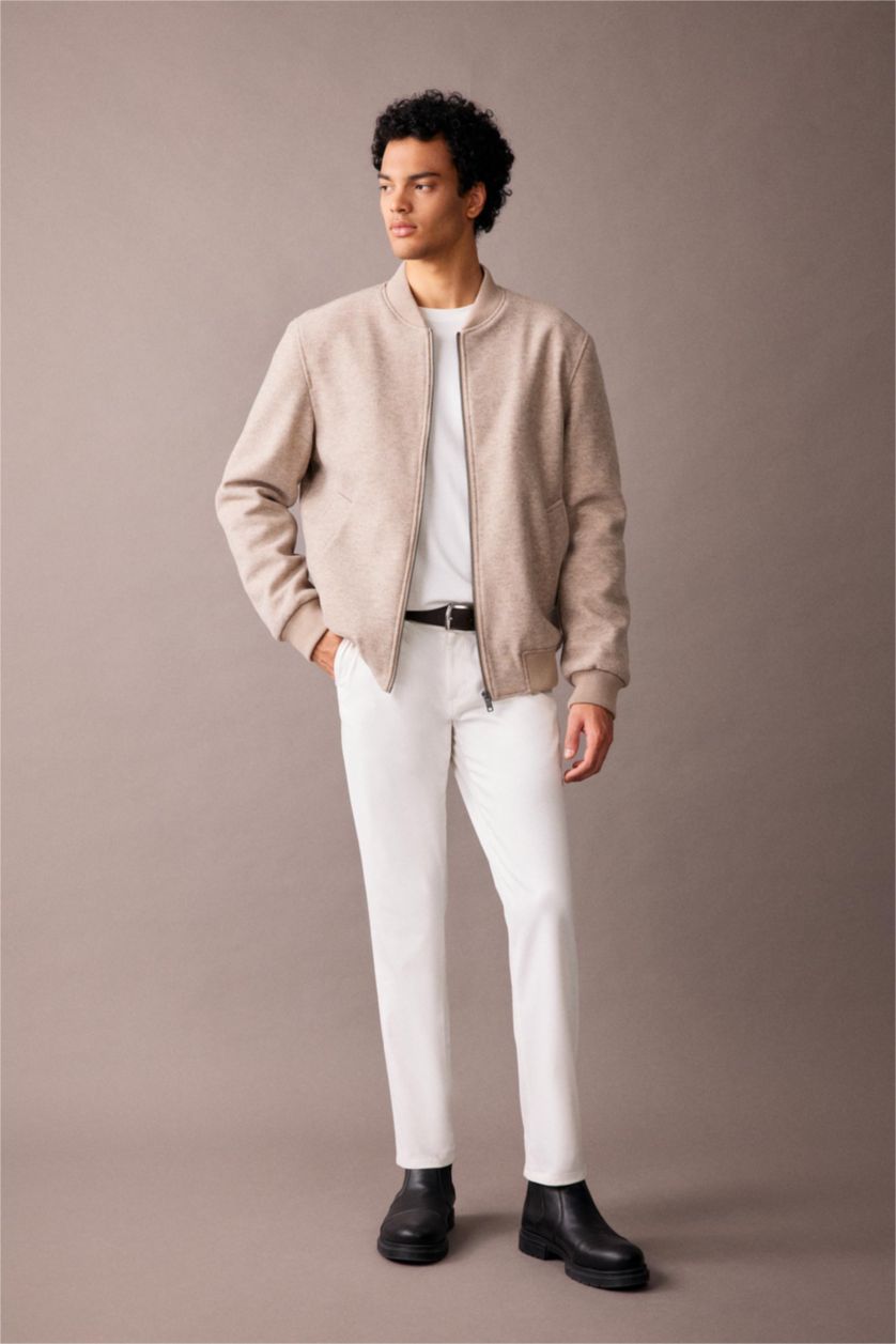 MAN Sand Slim Fit Hooded Faux Fur Lined Cachet Jacket