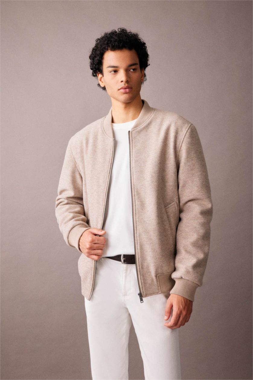 MAN Sand Slim Fit Hooded Faux Fur Lined Cachet Jacket