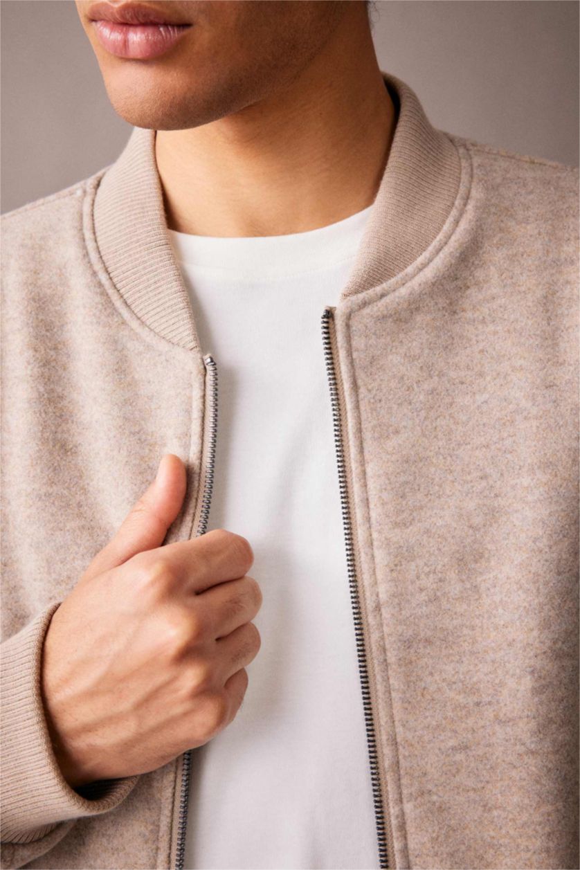 MAN Sand Slim Fit Hooded Faux Fur Lined Cachet Jacket