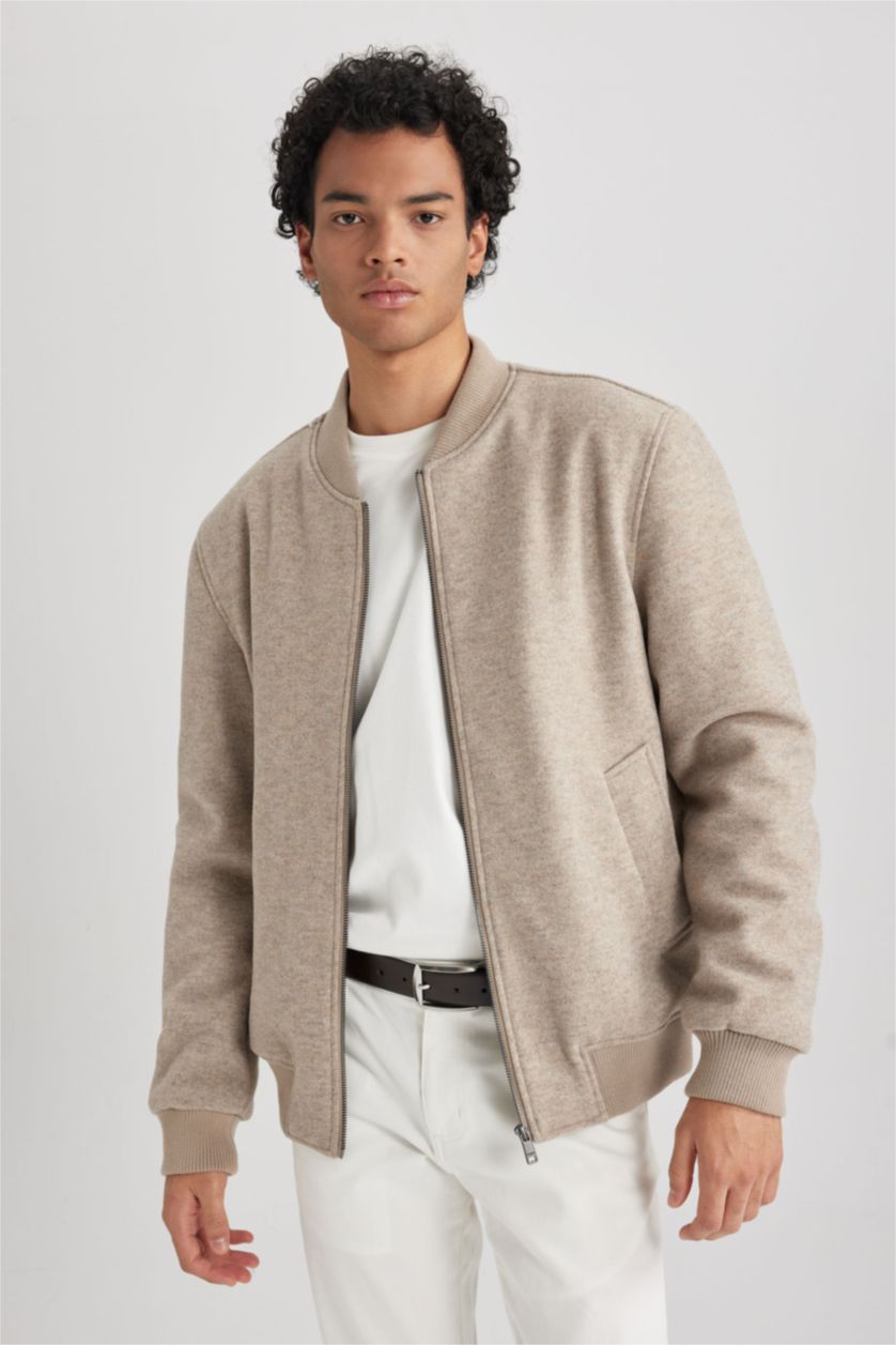 MAN Sand Slim Fit Hooded Faux Fur Lined Cachet Jacket