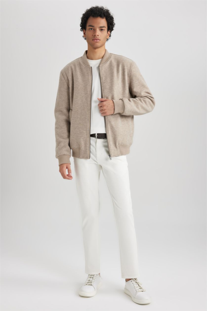 MAN Sand Slim Fit Hooded Faux Fur Lined Cachet Jacket