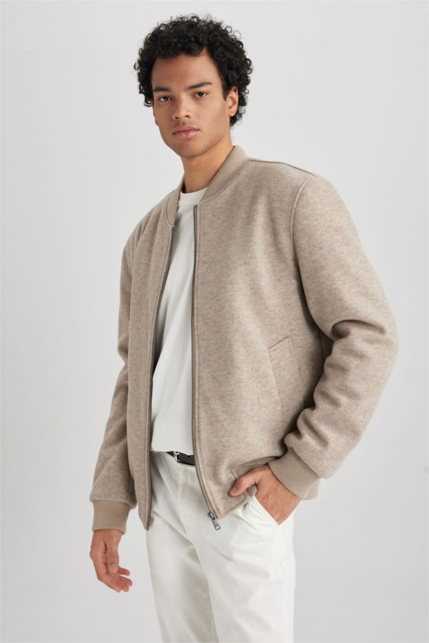 MAN Sand Slim Fit Hooded Faux Fur Lined Cachet Jacket