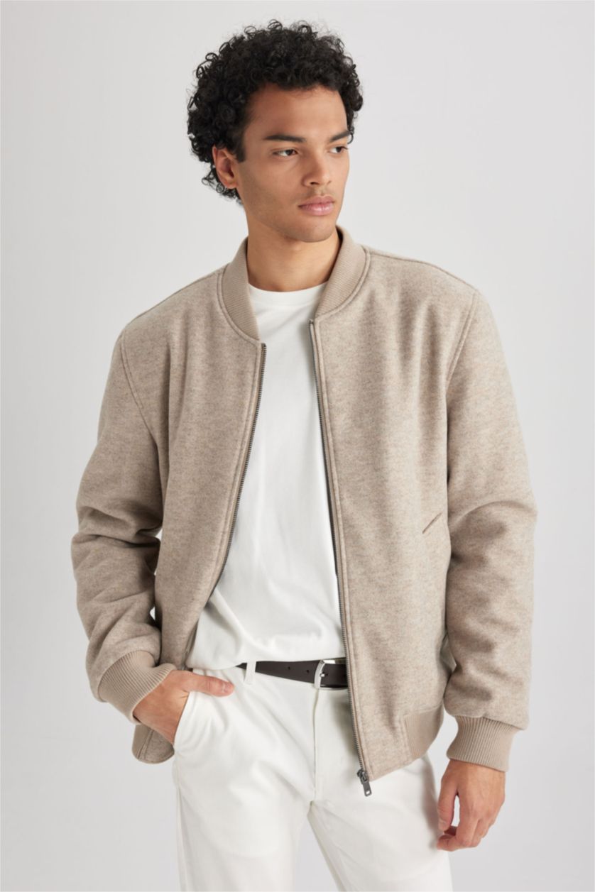 MAN Sand Slim Fit Hooded Faux Fur Lined Cachet Jacket