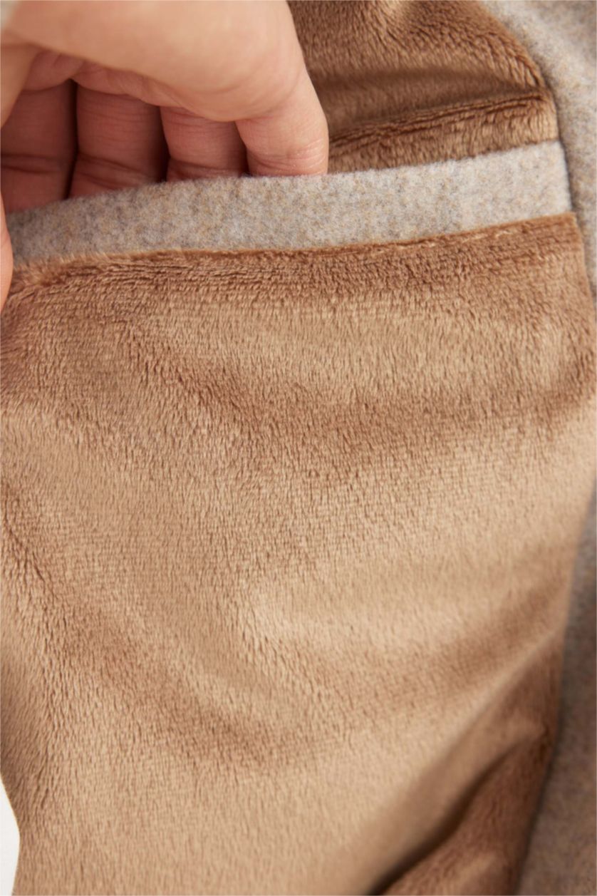 MAN Sand Slim Fit Hooded Faux Fur Lined Cachet Jacket