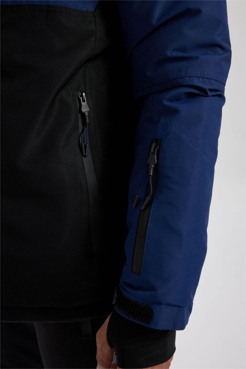 Мужчины Индиго Куртка водоотталкивающая утепленная ветрозащитная капюшоном, DeFactoFit