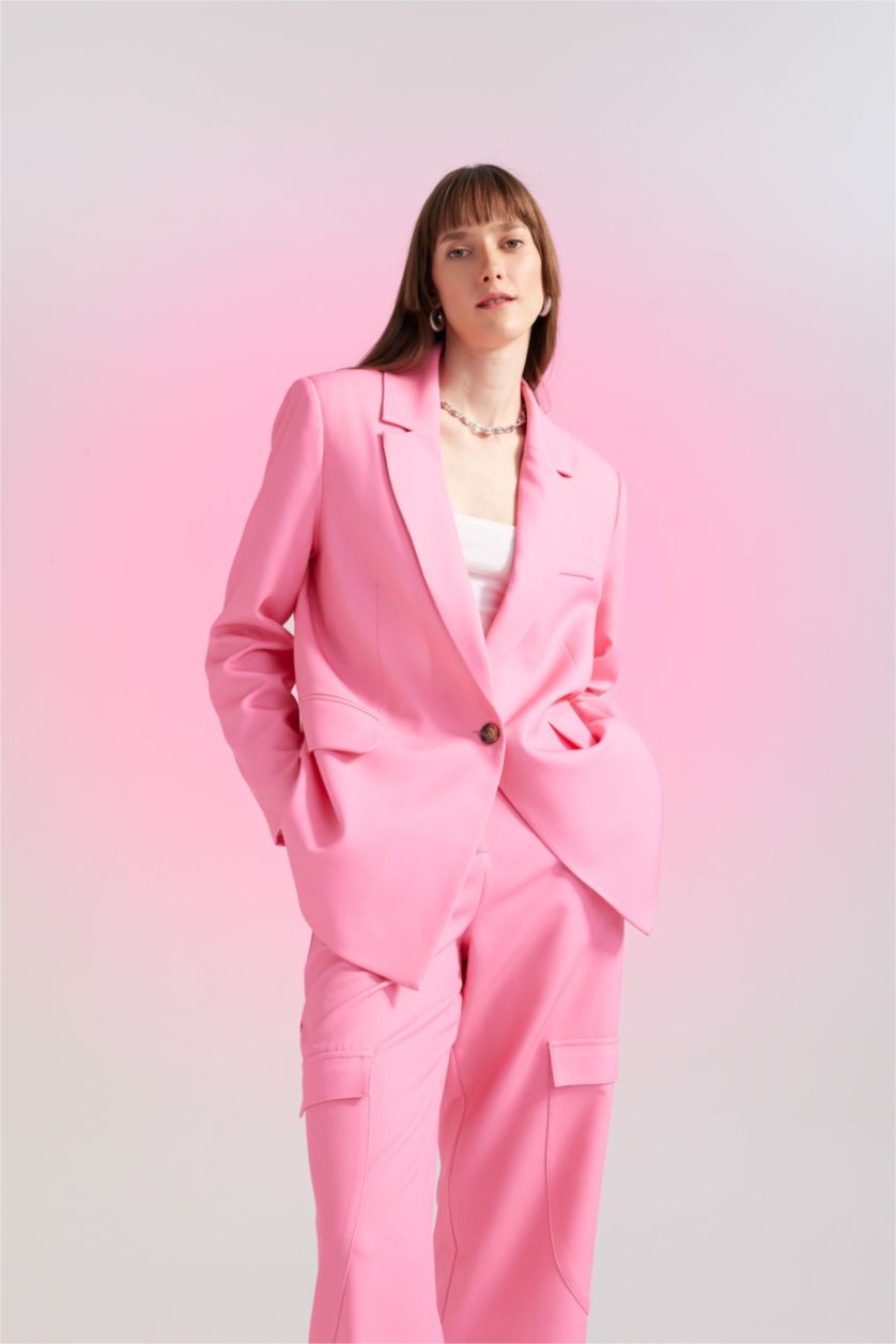 WOMAN Dark Pink Loose Fit Crepe Blazer