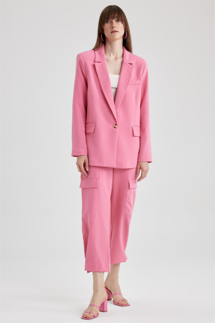WOMAN Dark Pink Loose Fit Crepe Blazer