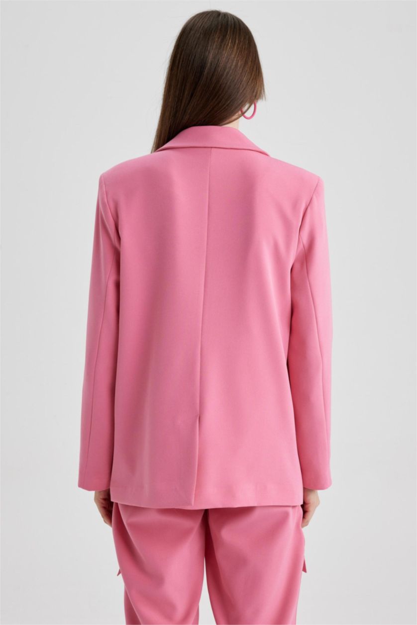 WOMAN Dark Pink Loose Fit Crepe Blazer