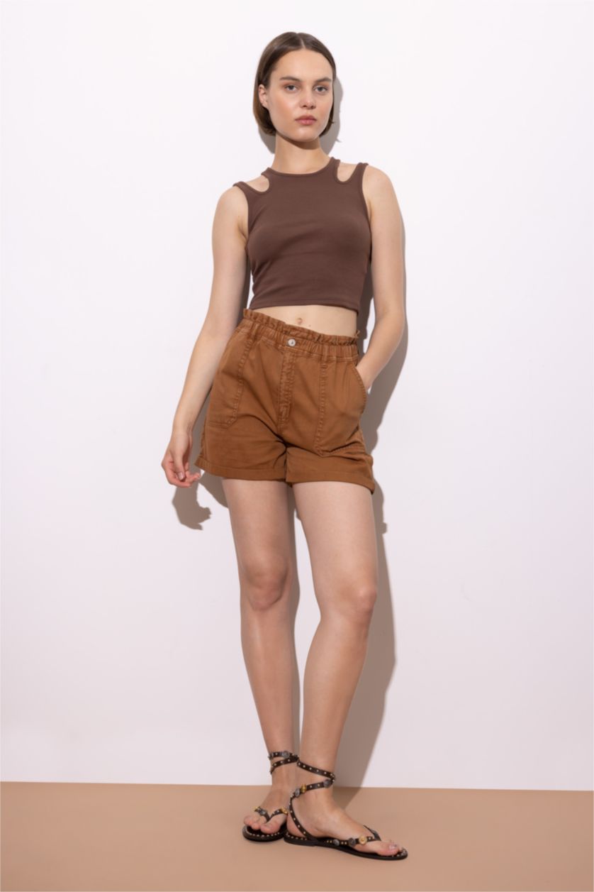 WOMAN Camel Regular Fit Gabardine