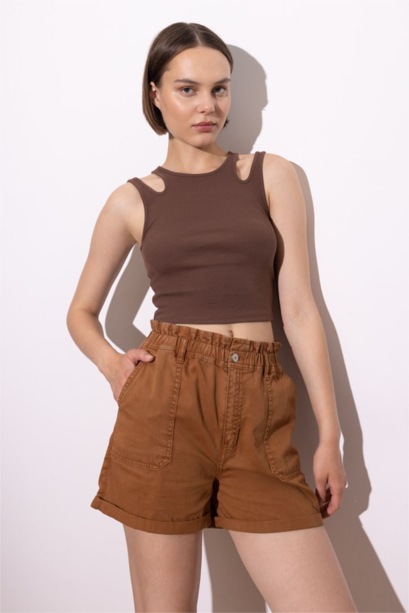 WOMAN Camel Regular Fit Gabardine