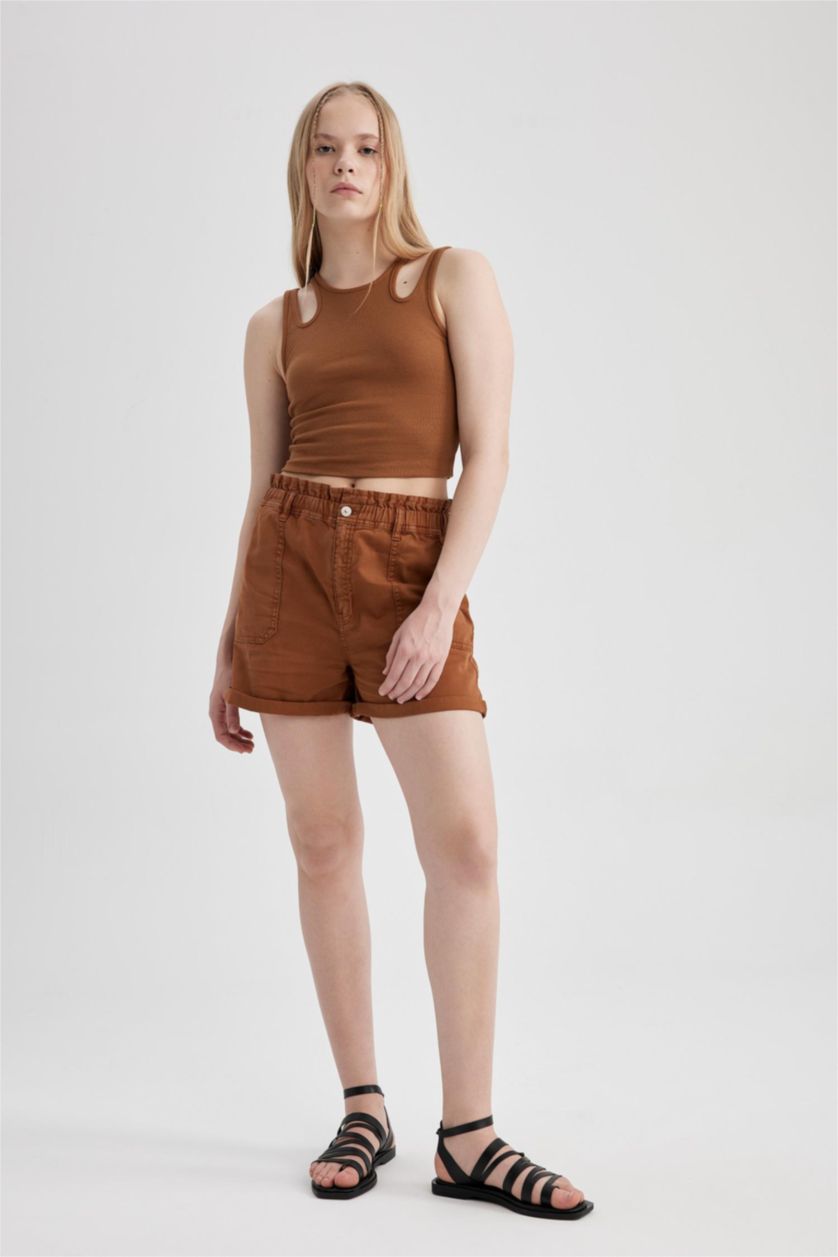WOMAN Camel Regular Fit Gabardine